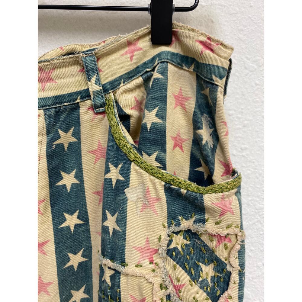 Magnolia Pearl Dare Devil Miner Pants, OSFM, Americana, Shabby Stars Stripes - Picture 9 of 11